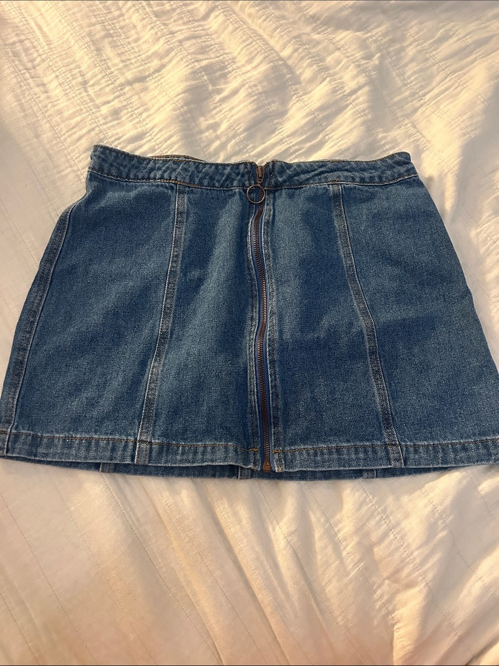 Forever 21 Blue Denim Front-Zip Mini Skirt